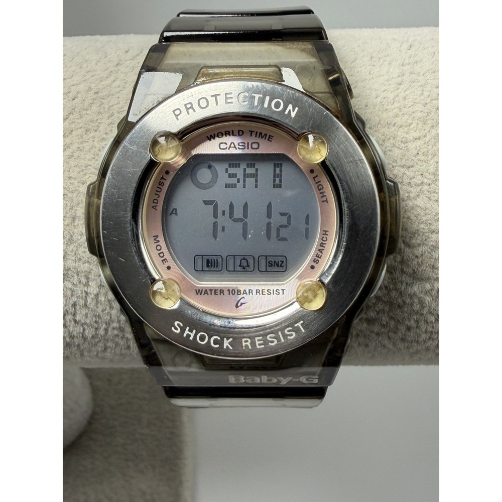 Casio Baby-G BG-1302 New Battery Ladies Watch 35MM 7.25" Resin Smoke Band